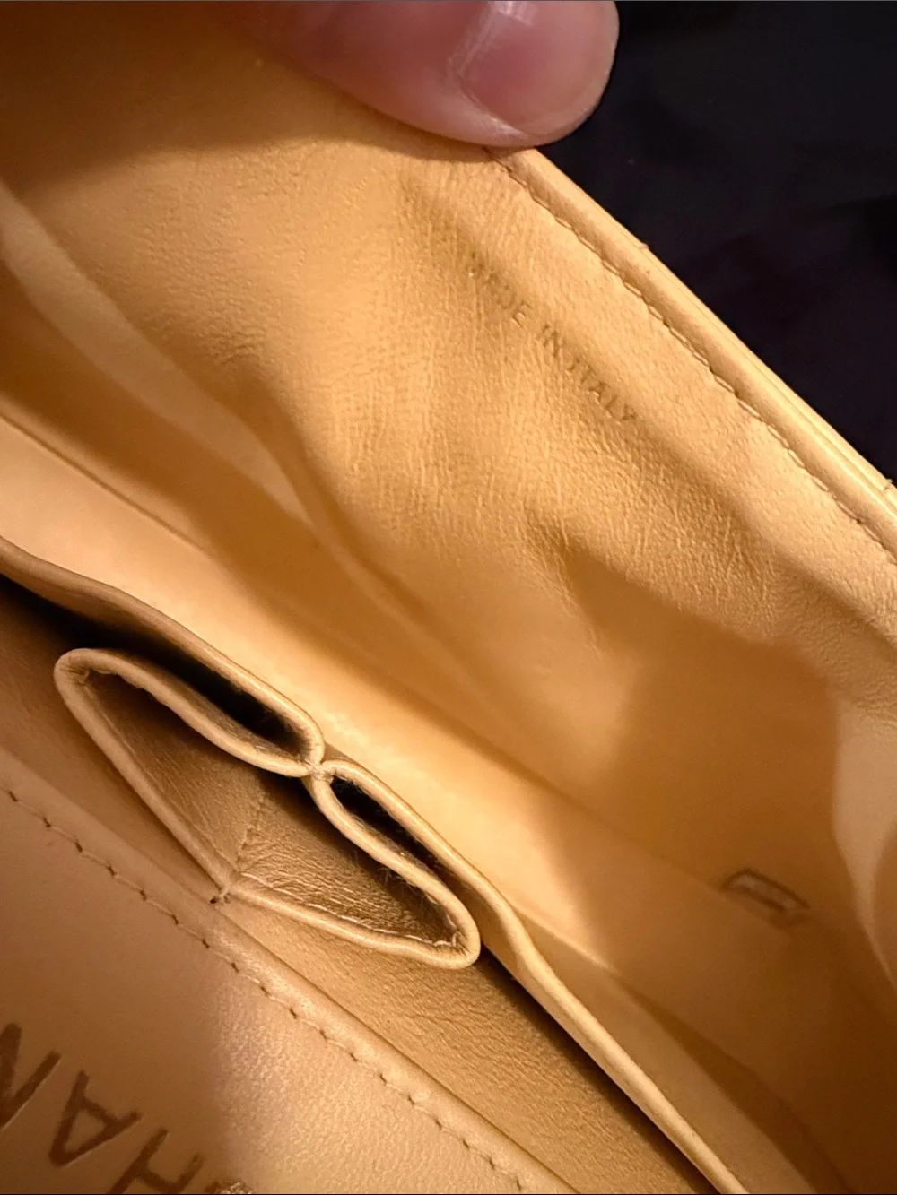 Vintage Chanel Chocolate bar East West - Yellow Quilted Leather Flap